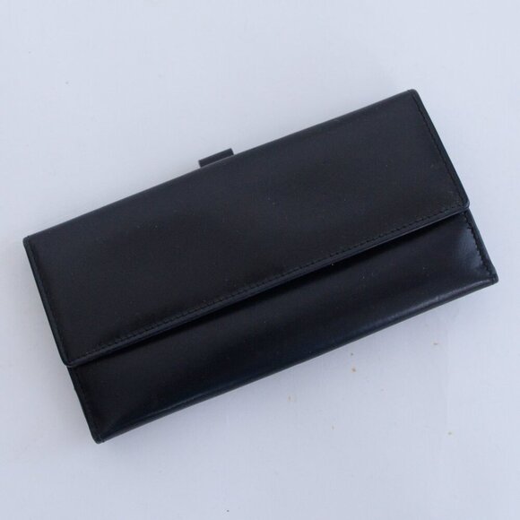 Vintage Gucci Black Leather Long Bifold Flap Silver-Tone Hardware Wallet - Picture 9 of 16